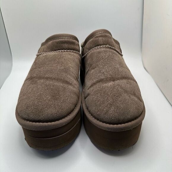 CUSHIONAIRE Women's Genuine Suede Cozy Mule Platform +Memory Foam 8 TAUPE - Picture 2 of 8